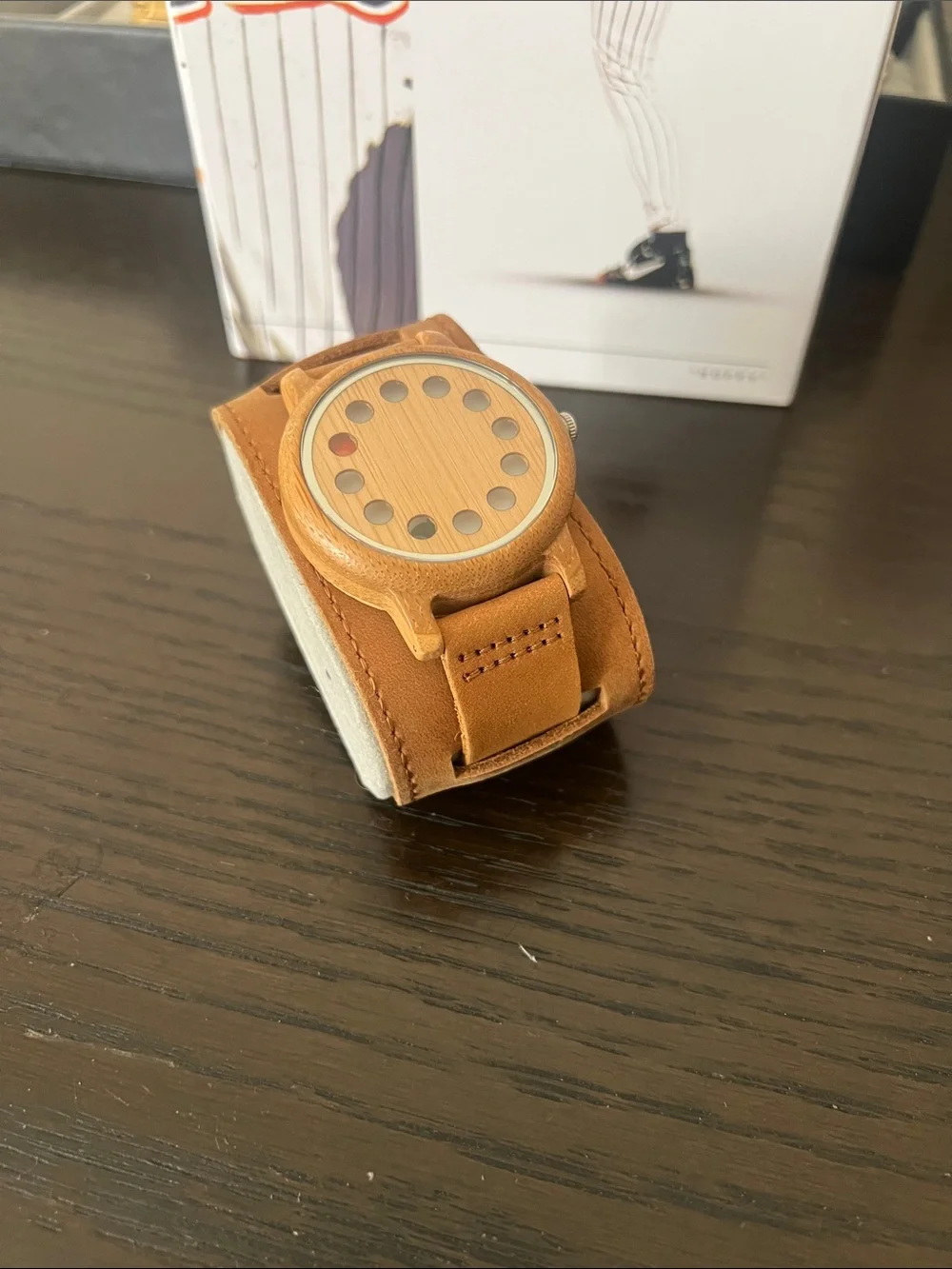 Suede and wood watch